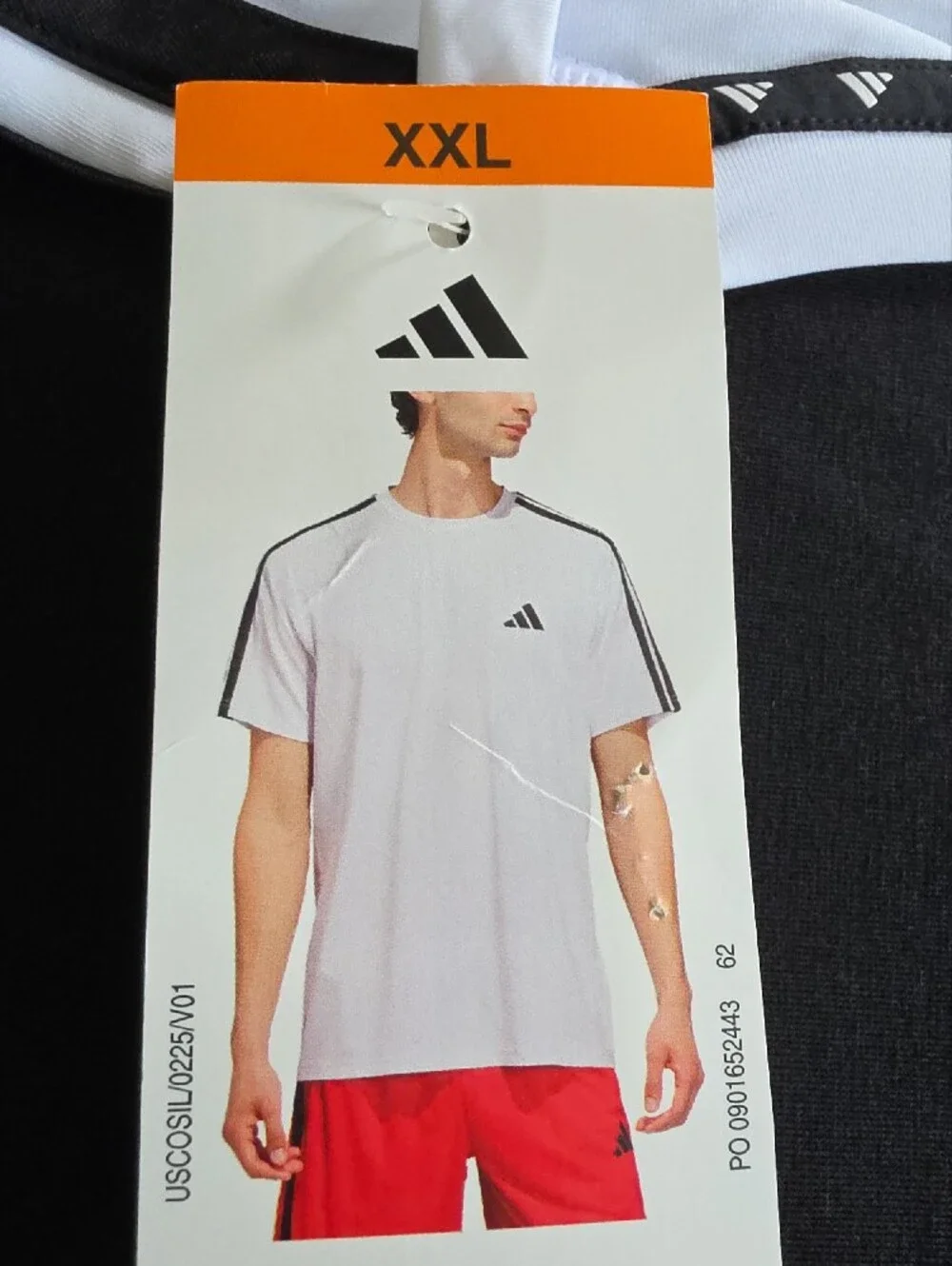 adidas White Short-Sleeve Tee with Black Three-Stripes